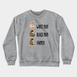 White man black man farmer funny biceps emoticon (dark design) Crewneck Sweatshirt